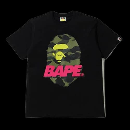 BAPE Camouflage Ape Head Alphabet Printing Short Sleeve Black