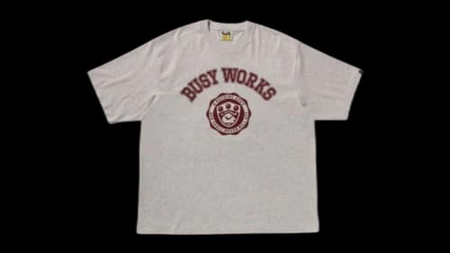 BAPE Busy Works College Relaxed Fit Tee Ash