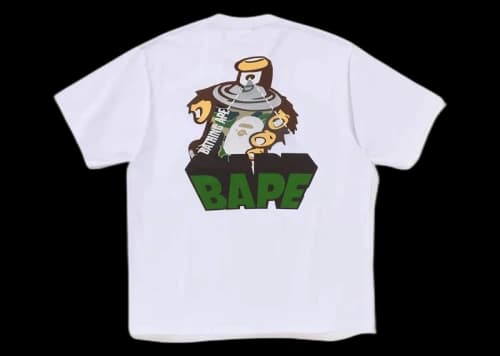 BAPE Graffiti BAPE Logo Relaxed Fit Tee White