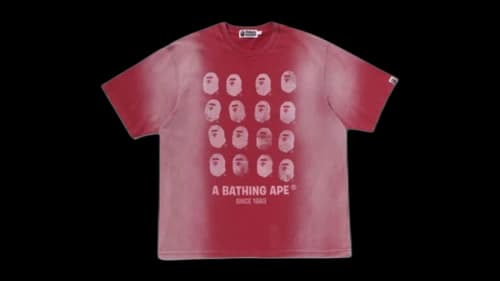 BAPE Bleeched Multi Ape Head Logo Relaxed Fit T-shirt Burgundy