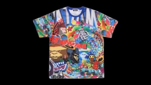BAPE Overall Print Cropped Fit T-shirt Caise