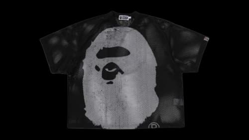 BAPE Water Print Ape Head Mesh Relaxed Fit T-shirt Black