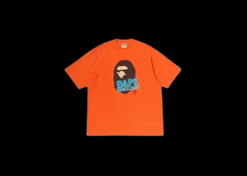 BAPE Stencil Font Ape Head Relaxed Fit T-shirt Orange
