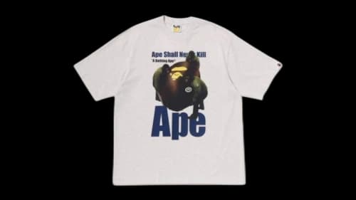 BAPE Ape Head Photo Print Relaxed Fit T-shirt Light Grey