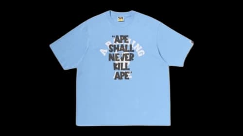 BAPE Ape Shall Never Kill Ape College Relaxed Fit T-shirt Sky Blue