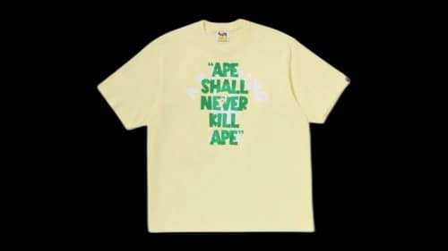 BAPE Ape Shall Never Kill Ape College Relaxed Fit T-shirt Pastel Yellow