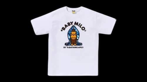 BAPE ABC Blue Camo Baby Milo Hoodie Tee White