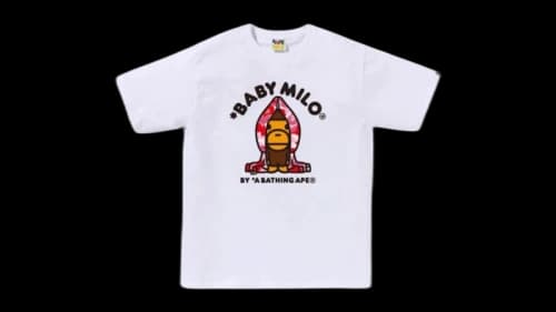 BAPE ABC Red Camo Baby Milo Hoodie Tee White