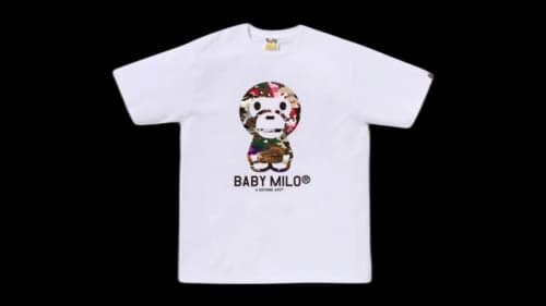 BAPE Hybrid Camo Baby Milo Logo T-shirt White Camo