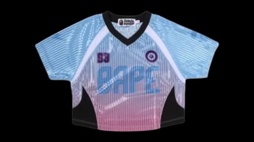 BAPE Dip Dye Multi Logo Crop Tee Sky Blue