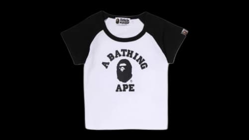 BAPE College Raglan Cropped Tee Black