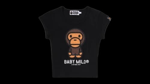 BAPE Baby Milo Crystal Stone Cropped Tee Black