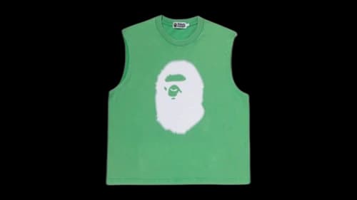 BAPE Heavy Wash Ape Head Cropped Fit Tank Top Light Green