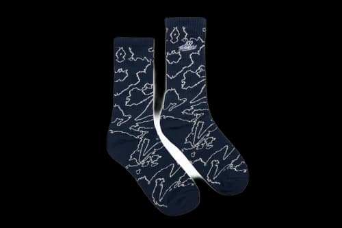 100 Thieves Foundations Geoprint Socks Bone/Navy