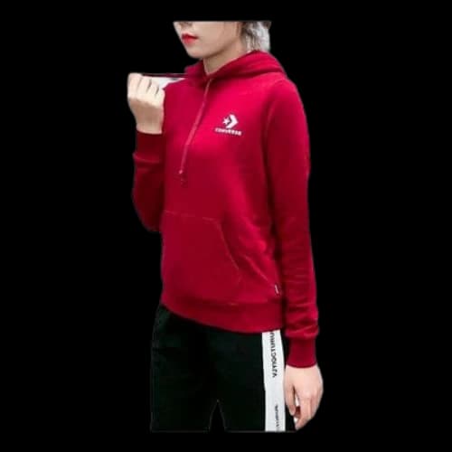 Converse Star Chevron Embroidered Pullover Hoodie 'Red' (Women's)