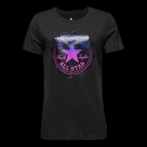 Converse Logo Printing Sports Short Sleeve Black (Women's)