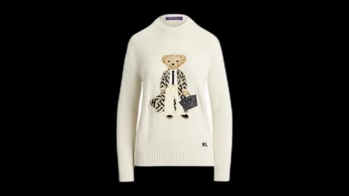 Polo Ralph Lauren Women's Spring Polo Bear Silk Sweater White