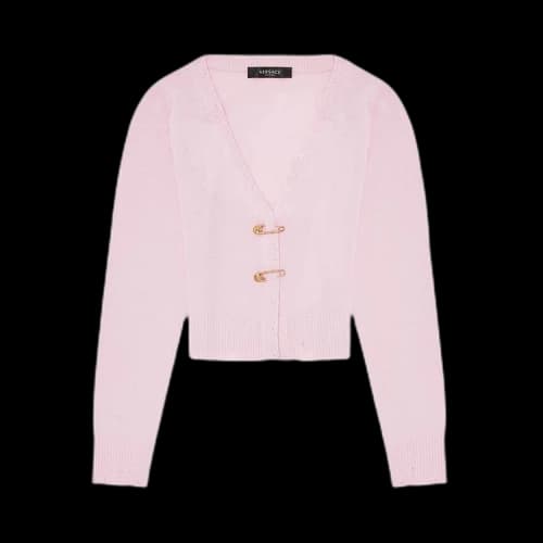 Versace Safety Pin Cashmere Cardigan 'Pink'