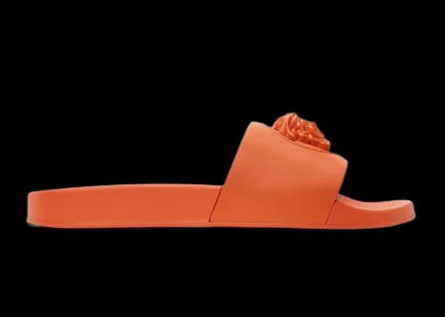 Versace Leather Slides La Medusa Orange