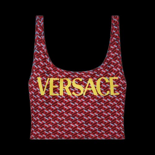 Versace Greca Signature Print Bikini Top 'Yellow/Multicolor'