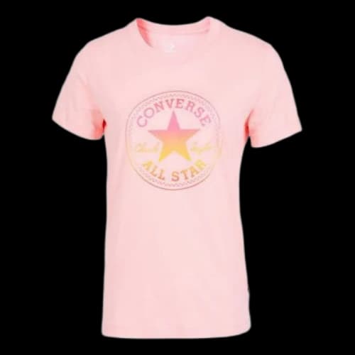 Converse Alphabet Pattern Printing Round Neck Short Sleeve Pink (Women's)