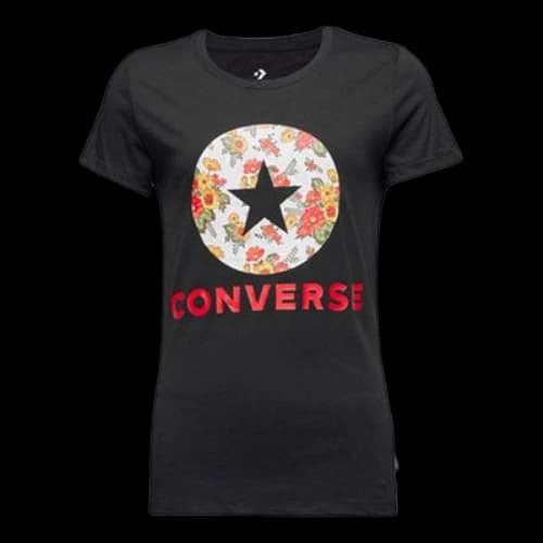 Converse Flowers Printing Short Sleeve Black (Women's)