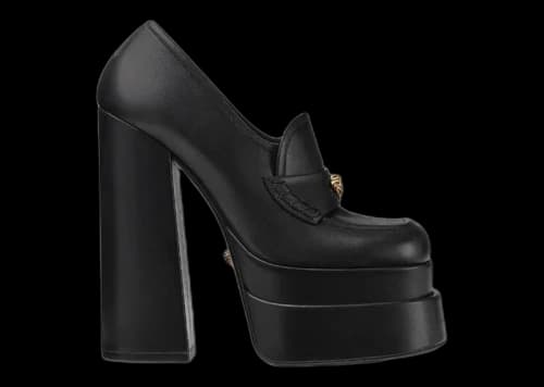 Versace Aevitas 155mm Platform Loafers Black Leather