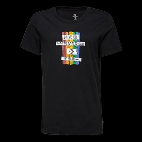 Converse Classic Basic Slim Fit Printing Short Sleeve Black (Women's)