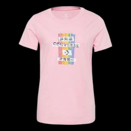 Converse Slim Fit Printing Short Sleeve Pink (Women's)