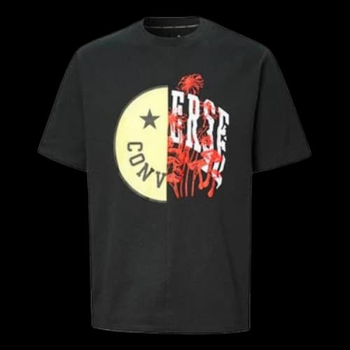 Converse Smiling Face Alphabet Pattern Short Sleeve Black