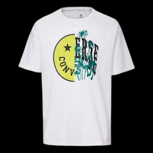 Converse Smiling Face Alphabet Pattern Short Sleeve White