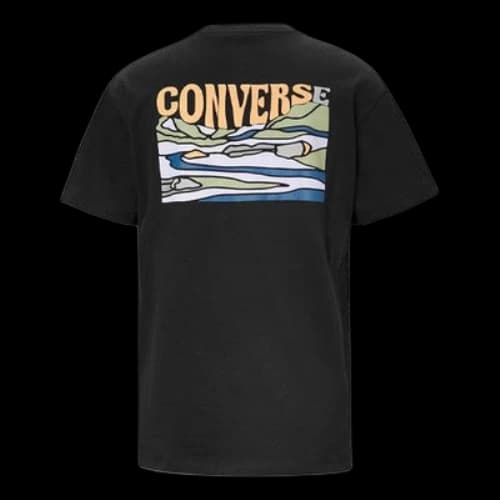 Converse Back Printing Sports Short Sleeve Black (Women's)