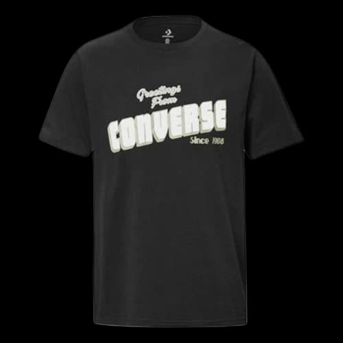Converse Loose Alphabet Printing Short Sleeve Casual Black