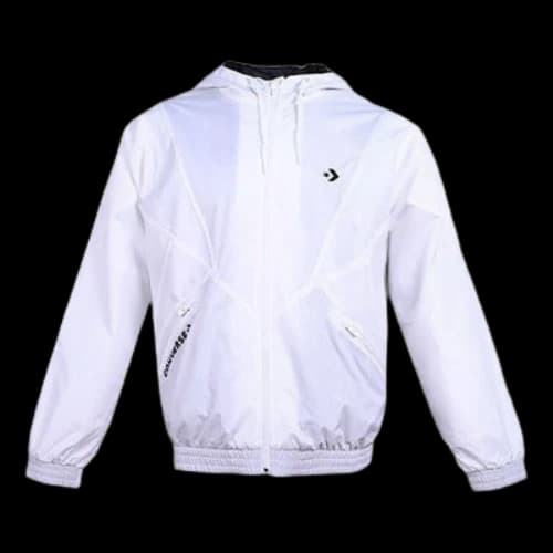 Converse hooded Drawstring Zipper Pocket Jacket White