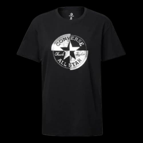 Converse Printing Short Sleeve Casual Round Neck Black (Women's)