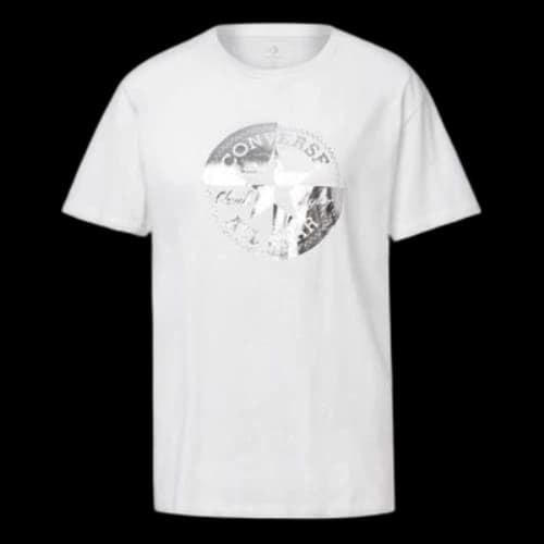Converse Printing Casual Short Sleeve Round Neck White (Women's)