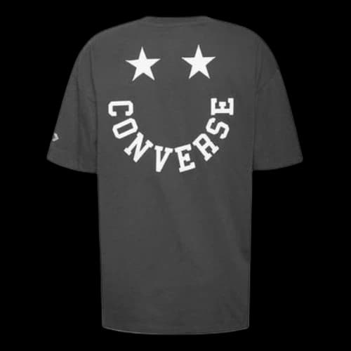 Converse Back Alphabet Smiling Face Printing Short Sleeve Unisex Black