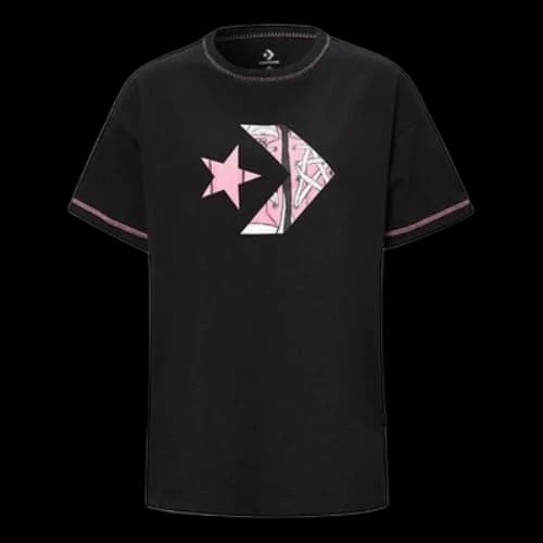 Converse Loose Printing Round Neck Short Sleeve Black (Women's)