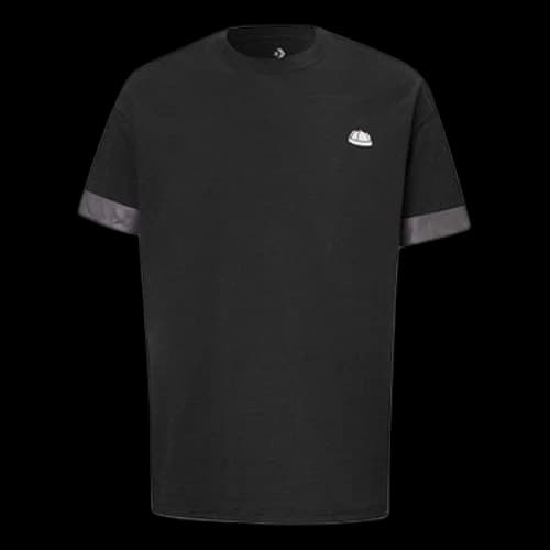 Converse City Short Sleeve Tee Cuff Contrasting Colors Sports Round Neck Black