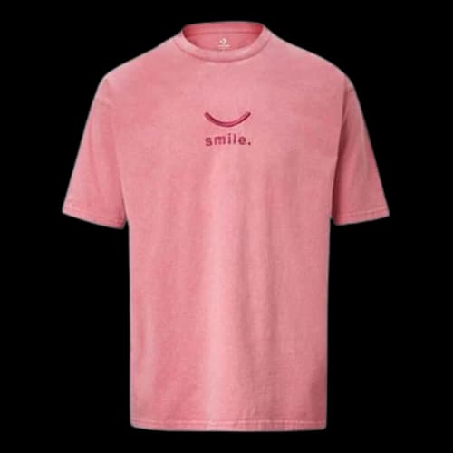 Converse Jack Purcell Embroidered Sports Round Neck Short Sleeve Couple Style Pink