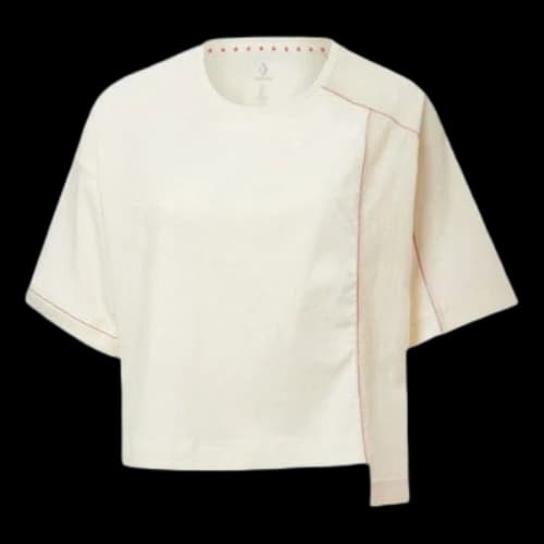 Converse Series Splicing Contrasting Colors Round Neck Short Sleeve White (Women's)