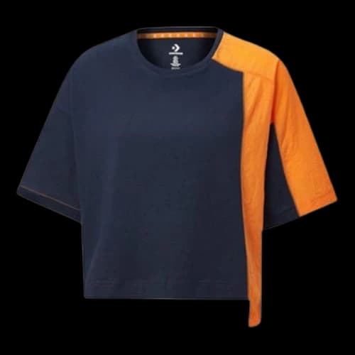 Converse Capsule Series Splicing Contrasting Colors Round Neck Short Sleeve Blue (Women's)