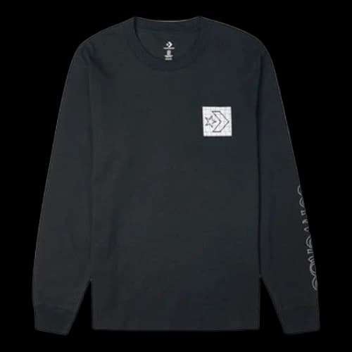 Converse Distorted Court Long Sleeve T-Shirt 'Black'