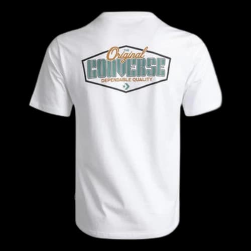Converse Athleisure Casual Sports Printing Logo Round Neck Short Sleeve White