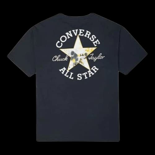 Converse Embroidered Alphabet Printing Loose Casual Round Neck Short Sleeve Black T-Shirt (Women's)