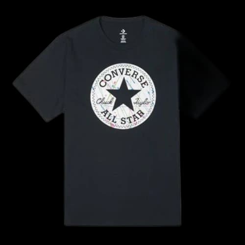 Converse Chuck Pattern Round Neck Casual Sports Breathable Short Sleeve Black