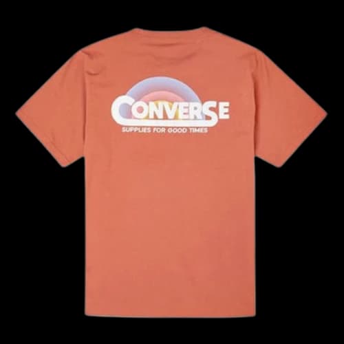 Converse Rainbow Logo Printing Knit Sports Short Sleeve Red