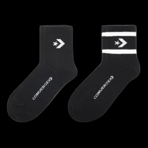Converse Core Twin Pack Mid-Crew Quarter Socks 'Black'