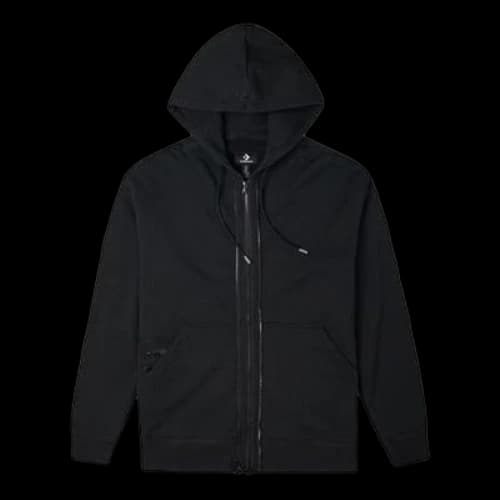 Converse Solid Color Zipper Long Sleeves Hooded Jacket Couple Style Black