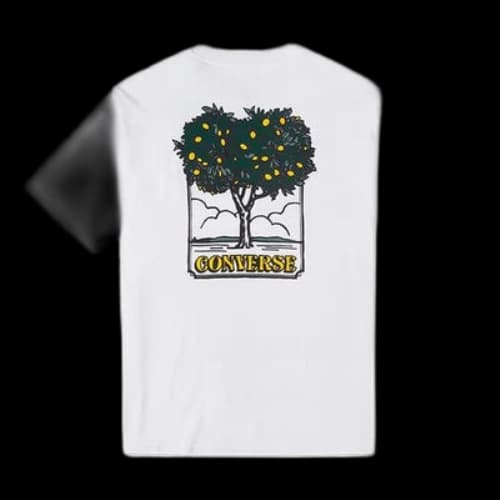 Converse Cartoon Printing Loose Sports Round Neck Short Sleeve White